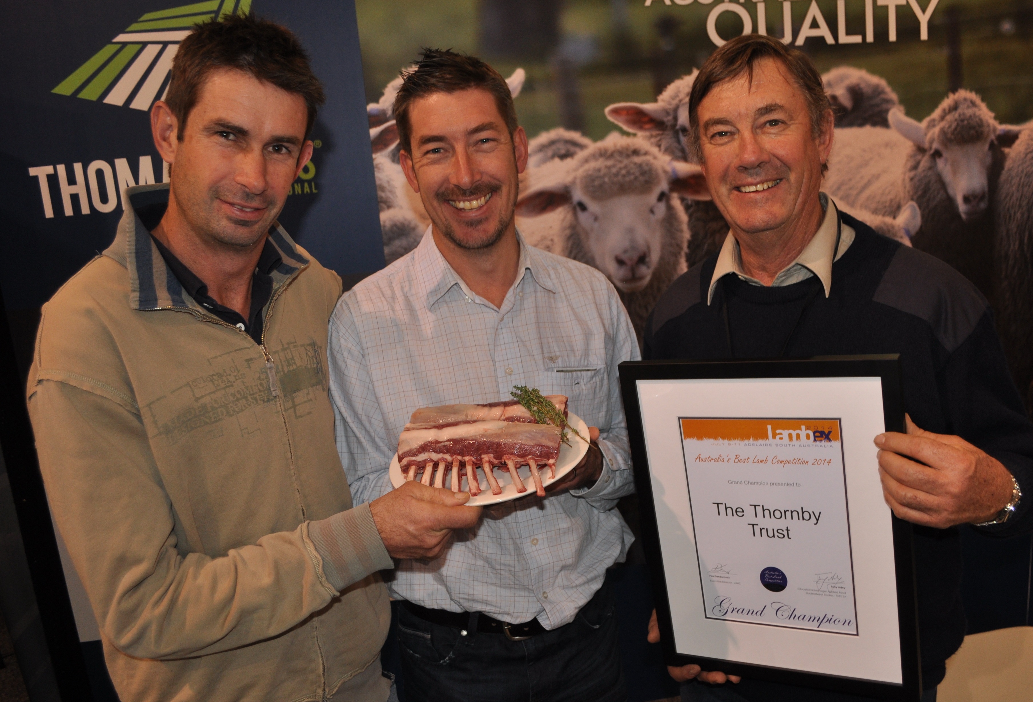 Alex, John and Pauul McGorman receiving award for Australia's Best Lamb